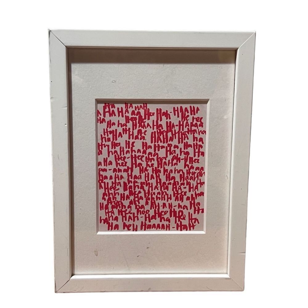 Small Limited Edition HA-HA-HA-HA by Kate Roebuck Pink & White Wall Hanging Art